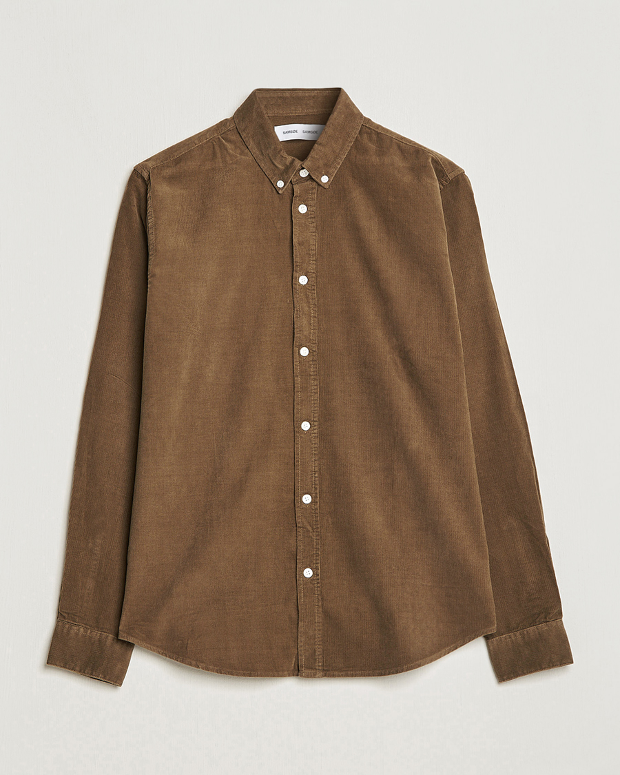 Men | Shirts | Samsøe Samsøe | Samsøe & Samsøe Liam Organic Cotton Corduroy Shirt Stone Gray