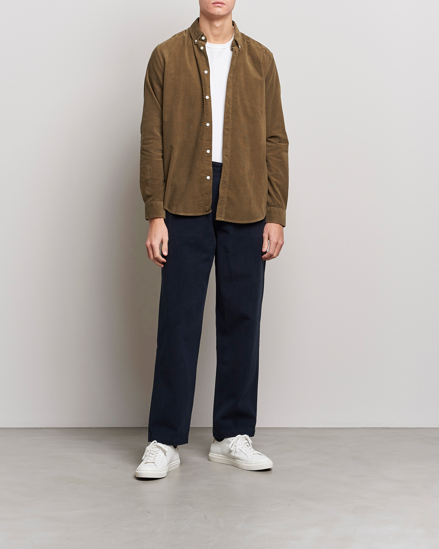 Men | Shirts | Samsøe Samsøe | Samsøe & Samsøe Liam Organic Cotton Corduroy Shirt Stone Gray