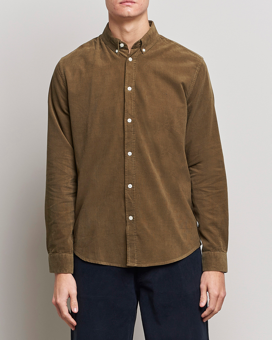 Men | Corduroy Shirts | Samsøe & Samsøe | Liam Organic Cotton Corduroy Shirt Stone Gray