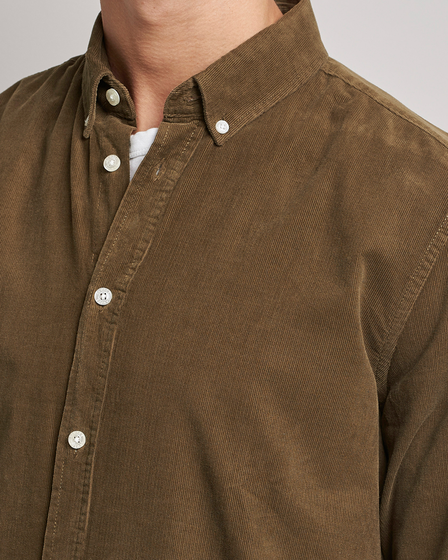 Men | Shirts | Samsøe Samsøe | Samsøe & Samsøe Liam Organic Cotton Corduroy Shirt Stone Gray