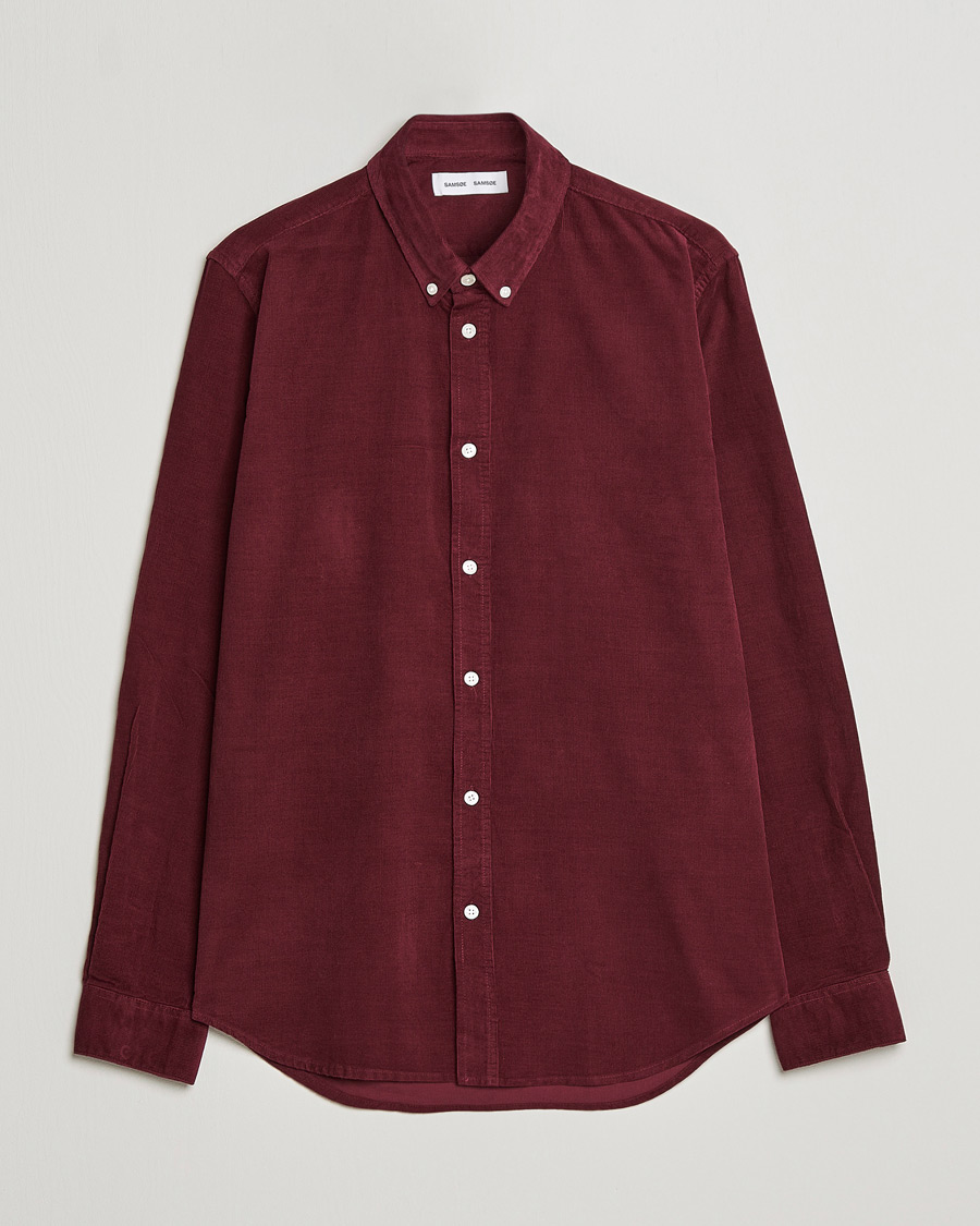 Men | Shirts | Samsøe Samsøe | Samsøe & Samsøe Liam Organic Cotton Corduroy Shirt Windsor Wine