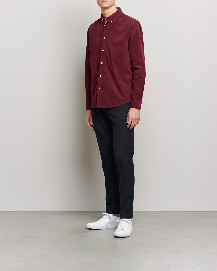 Men | Shirts | Samsøe Samsøe | Samsøe & Samsøe Liam Organic Cotton Corduroy Shirt Windsor Wine
