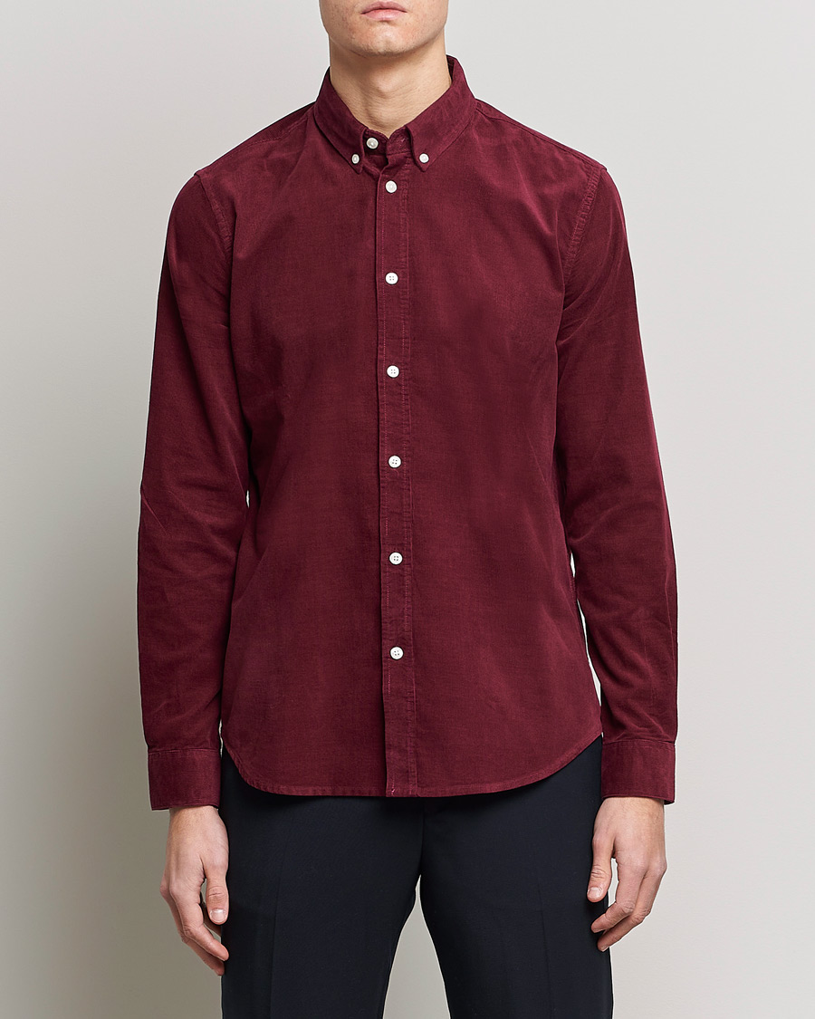 Men | Corduroy Shirts | Samsøe & Samsøe | Liam Organic Cotton Corduroy Shirt Windsor Wine