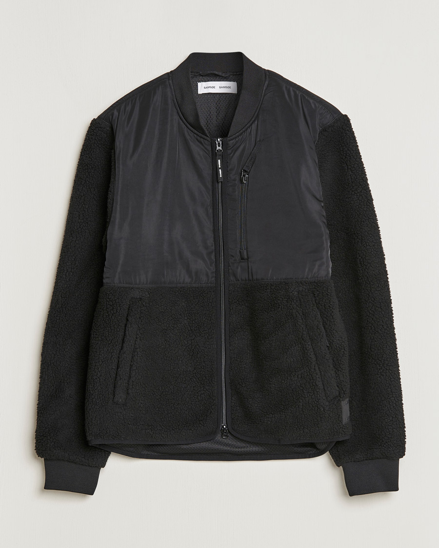 Men | Sweaters & Knitwear | Samsøe Samsøe | Samsøe & Samsøe Rasmus Fleece Full Zip Black