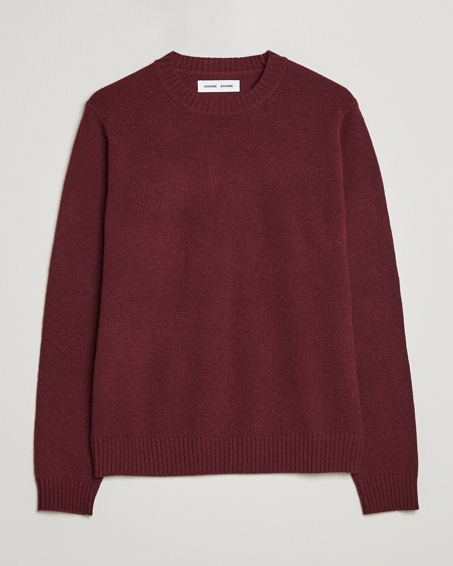 Men | Sweaters & Knitwear | Samsøe Samsøe | Samsøe & Samsøe Sylli Wool Crew Neck Windsor Wine