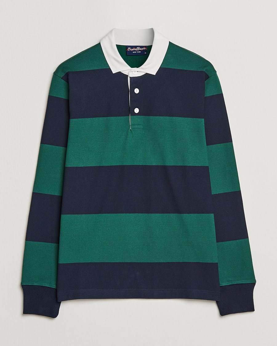 Men | Sweaters & Knitwear | Rowing Blazers | Block Stripe Rugby Hunter Green/Navy