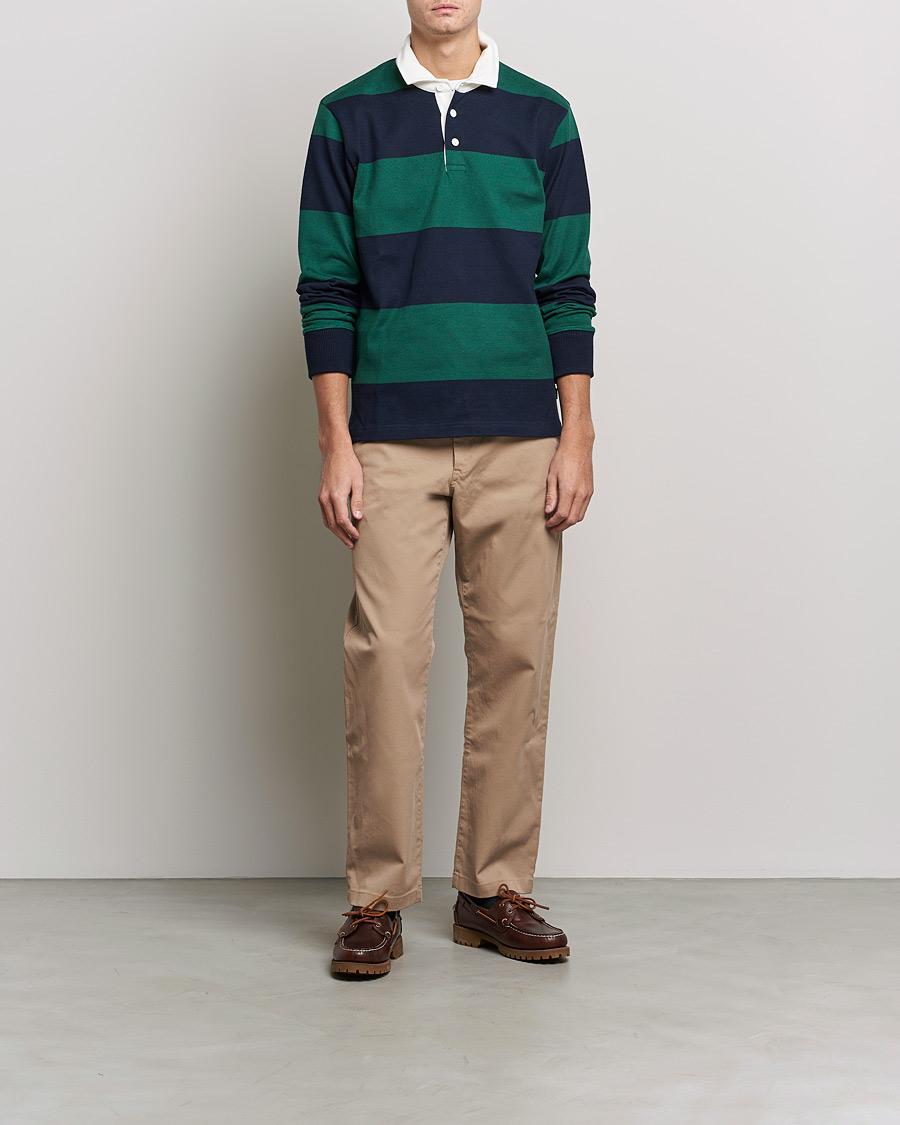 Men | Sweaters & Knitwear | Rowing Blazers | Block Stripe Rugby Hunter Green/Navy