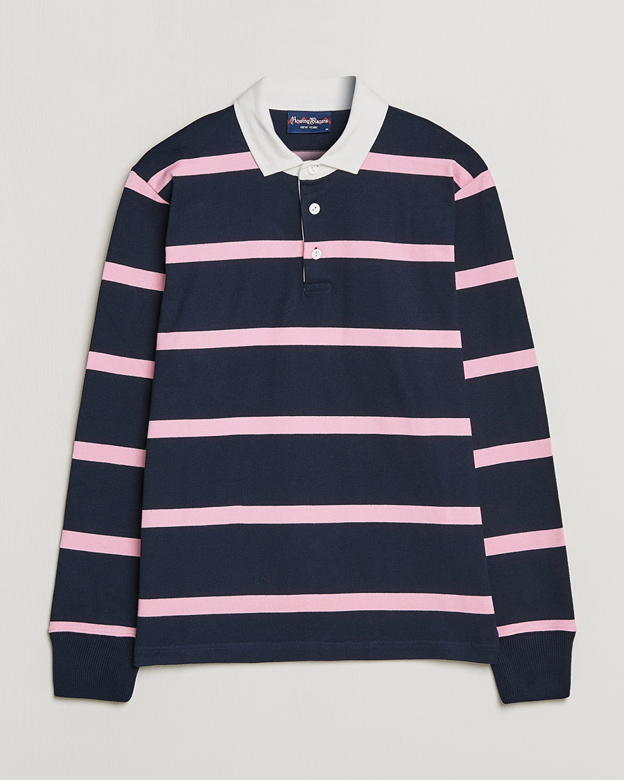 Men | Sweaters & Knitwear | Rowing Blazers | Hockney Stripe Rugby Navy/Pink
