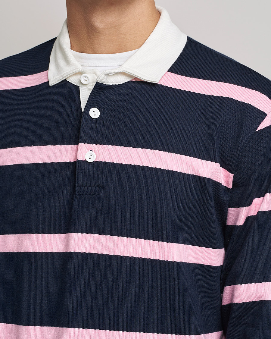 Men | Sweaters & Knitwear | Rowing Blazers | Hockney Stripe Rugby Navy/Pink