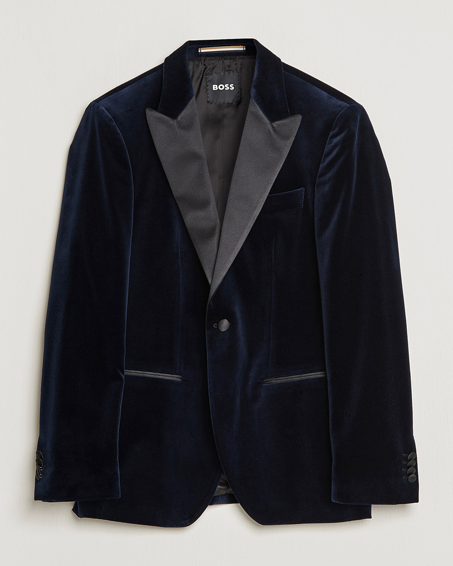 Men | Blazers | BOSS BLACK | Hutson Velvet Tuxedo Blazer Dark Blue