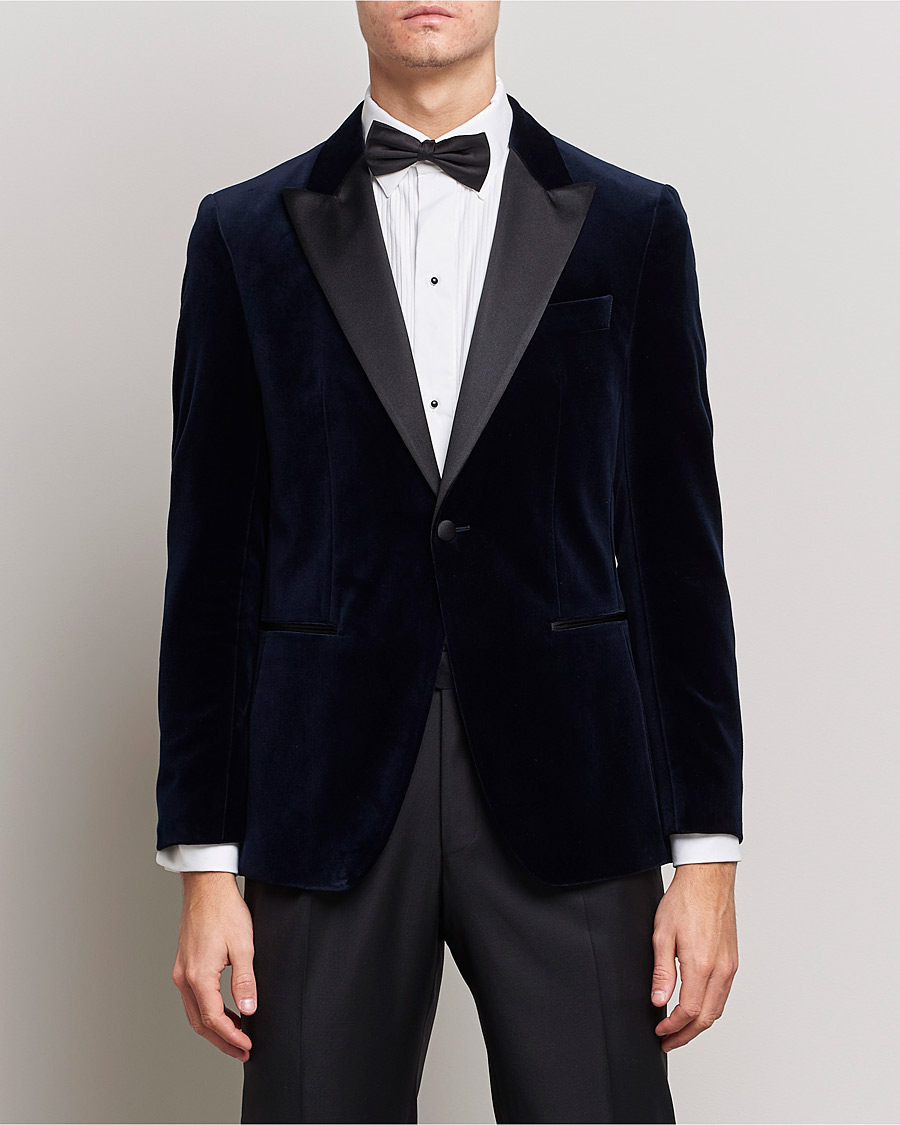 Men | Blazers | BOSS BLACK | Hutson Velvet Tuxedo Blazer Dark Blue