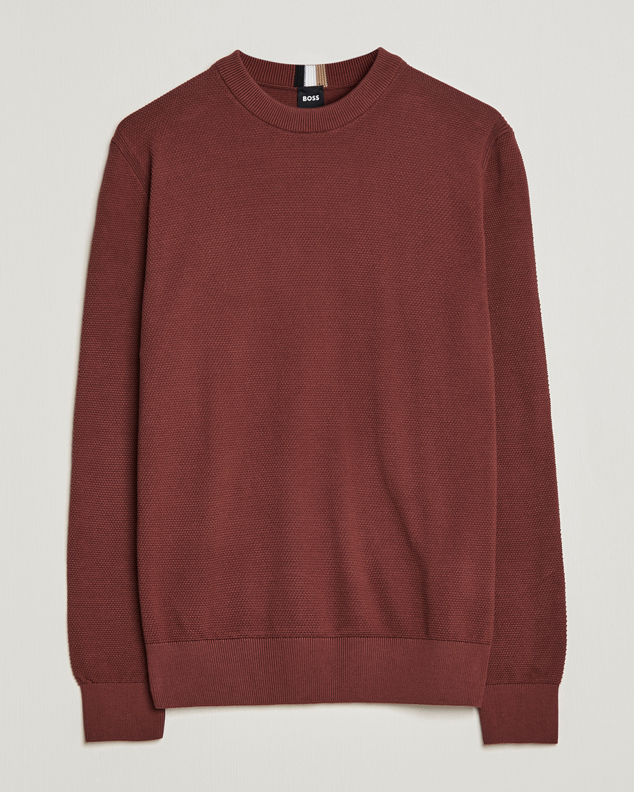 Men | Sweaters & Knitwear | BOSS BLACK | Ecaio Knitted Structured Sweater Medium Brown