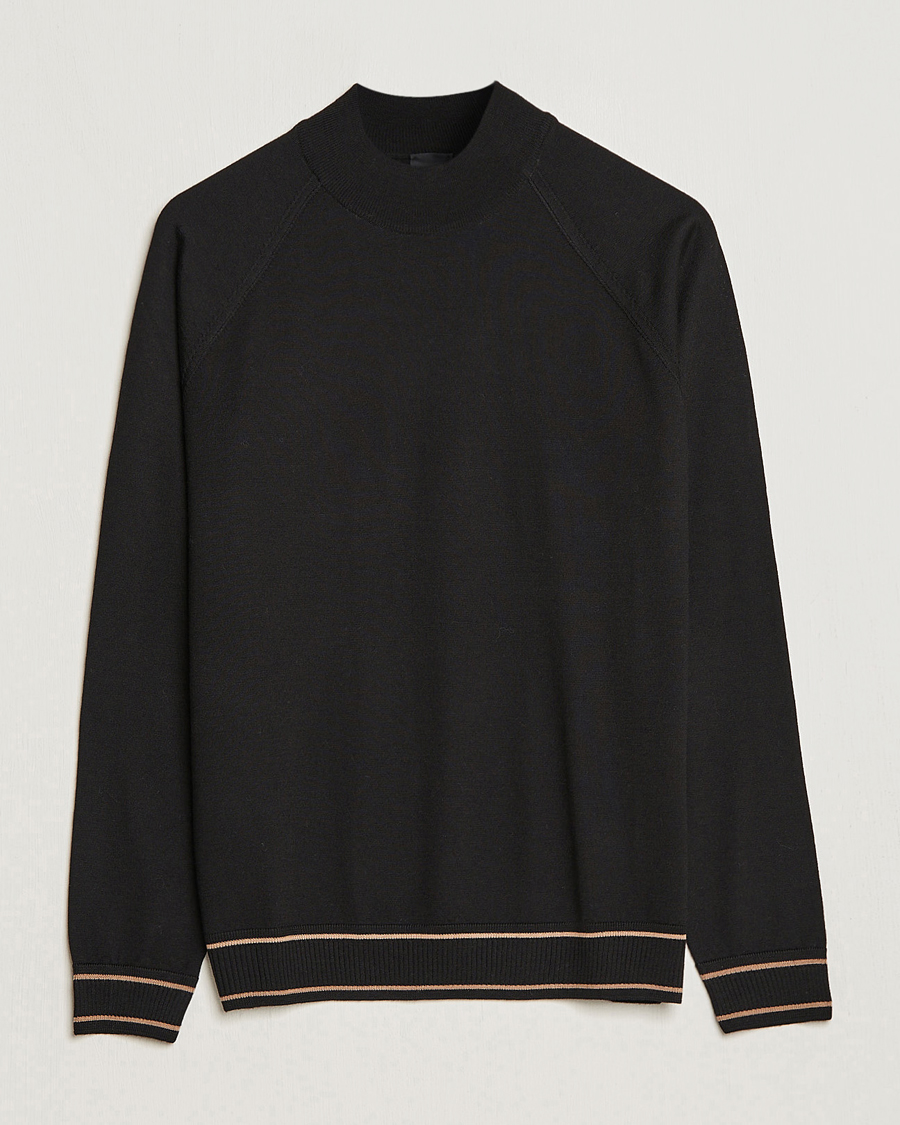 Men | Sweaters & Knitwear | BOSS BLACK | Favino Knitted Mock Neck Sweater Black
