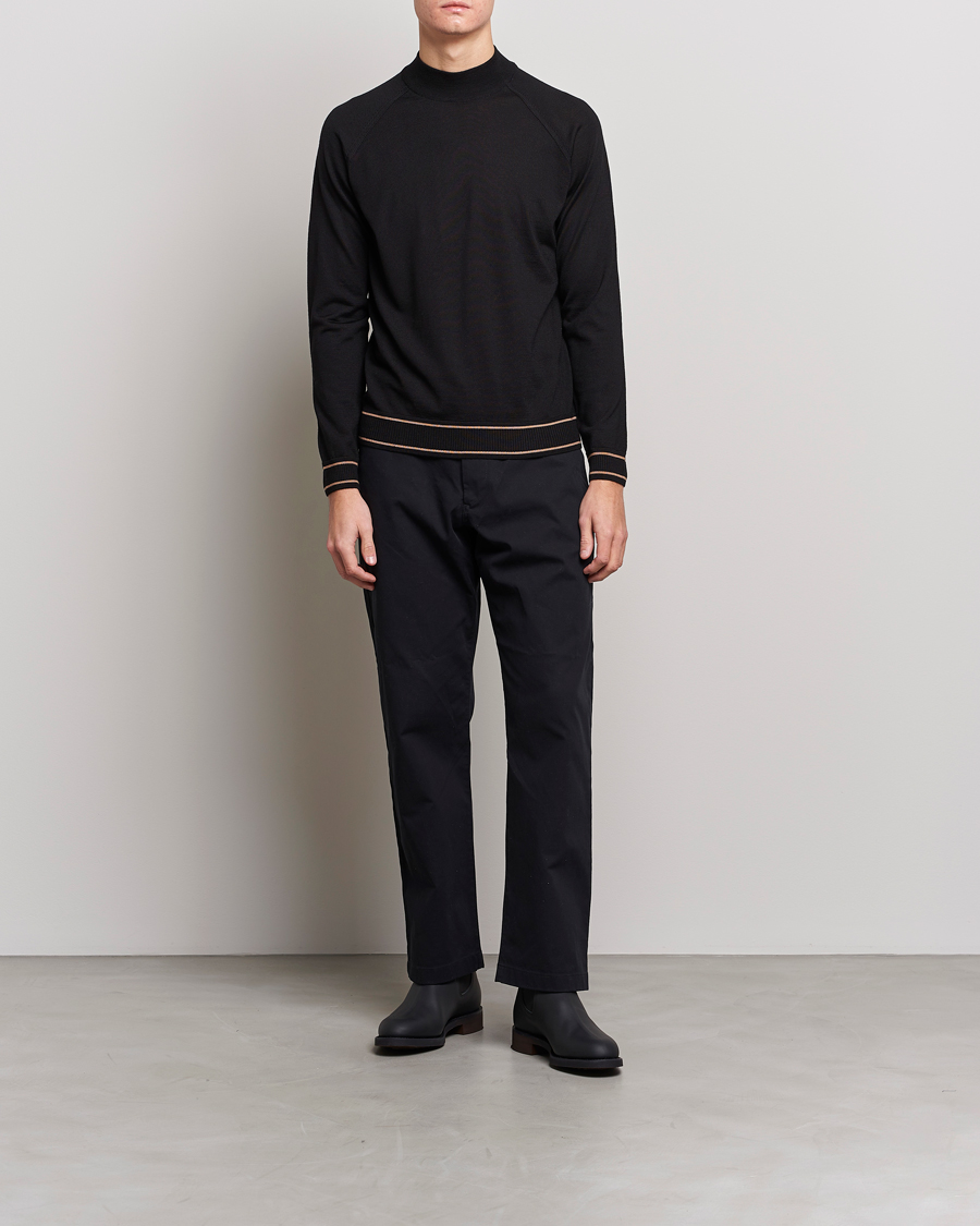 Men | Sweaters & Knitwear | BOSS | Favino Knitted Mock Neck Sweater Black