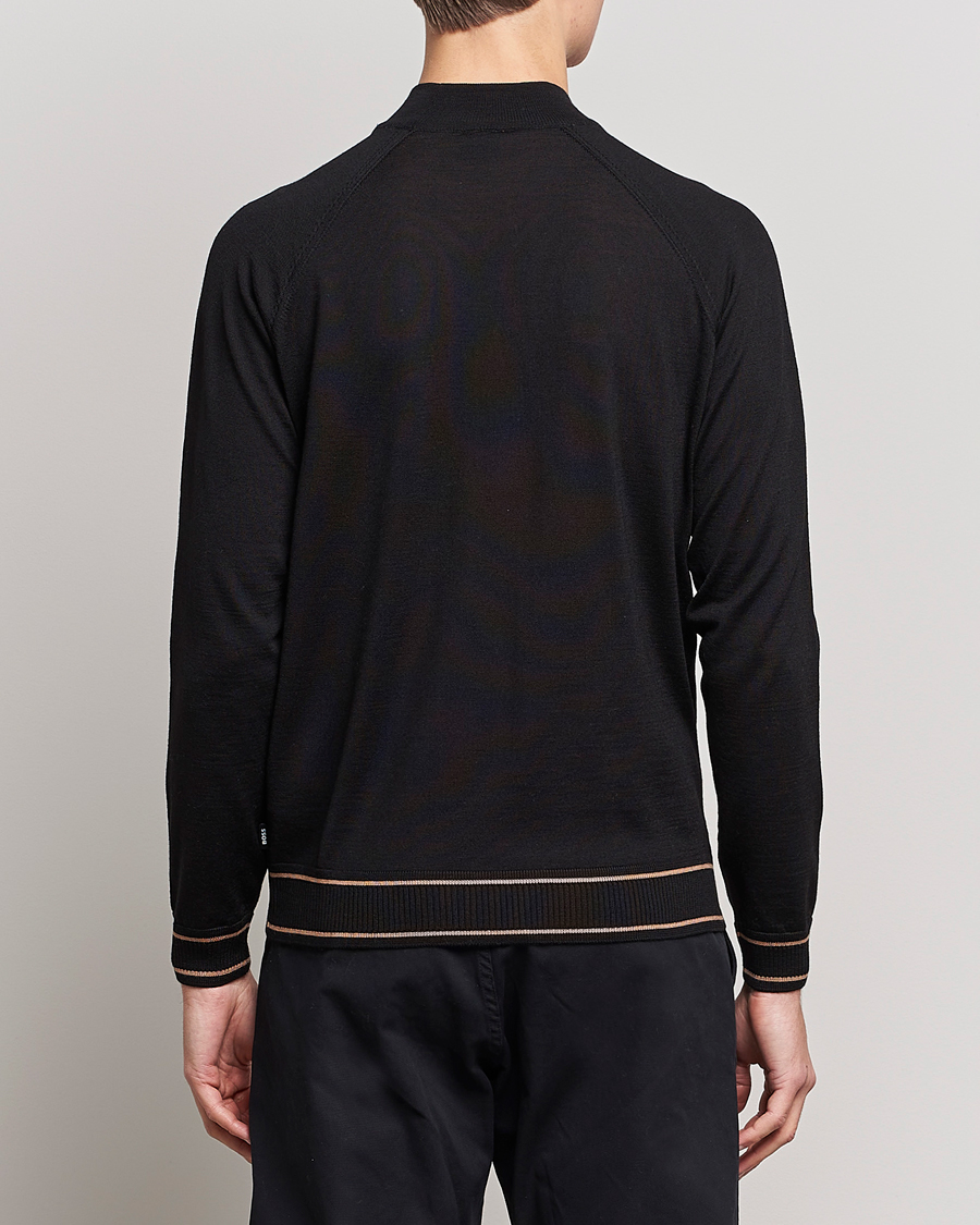 Men | Sweaters & Knitwear | BOSS BLACK | Favino Knitted Mock Neck Sweater Black