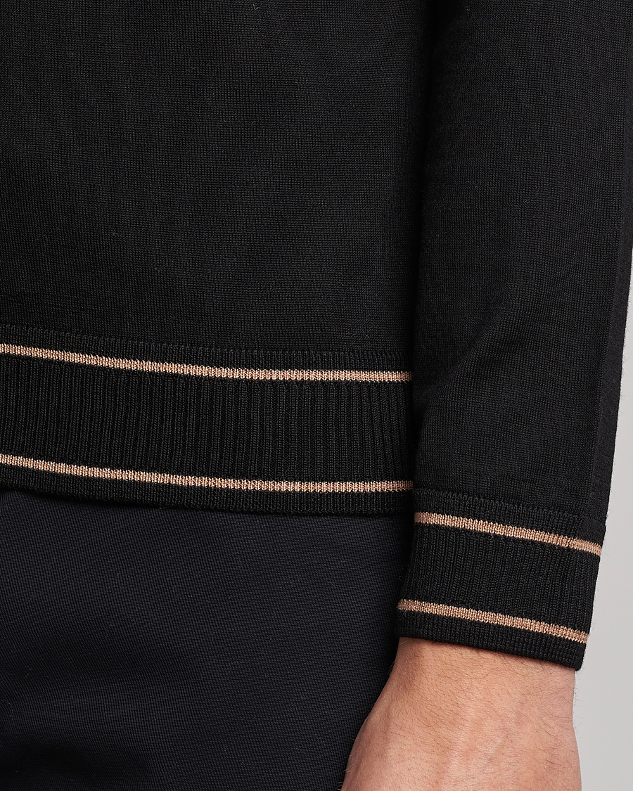 Men | Sweaters & Knitwear | BOSS BLACK | Favino Knitted Mock Neck Sweater Black