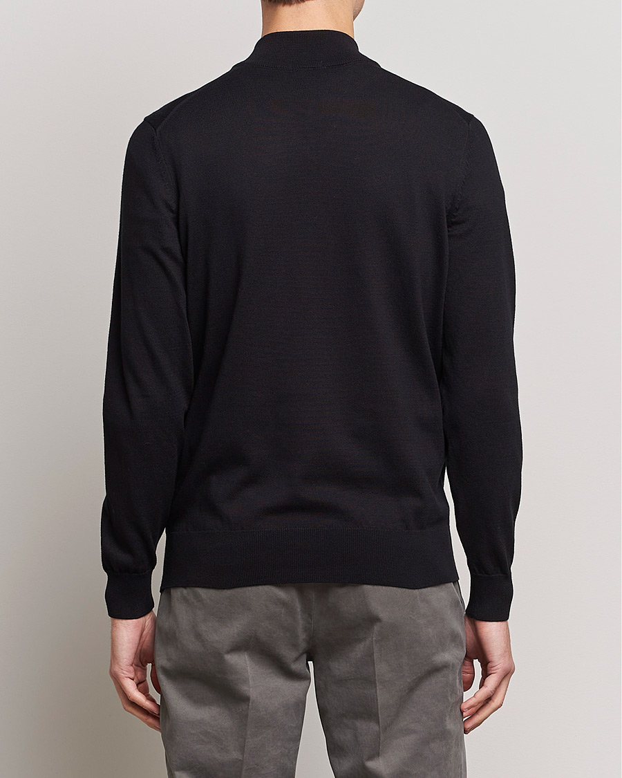 Men | Sweaters & Knitwear | BOSS BLACK | Padro Merino Knitted Half Zip Black