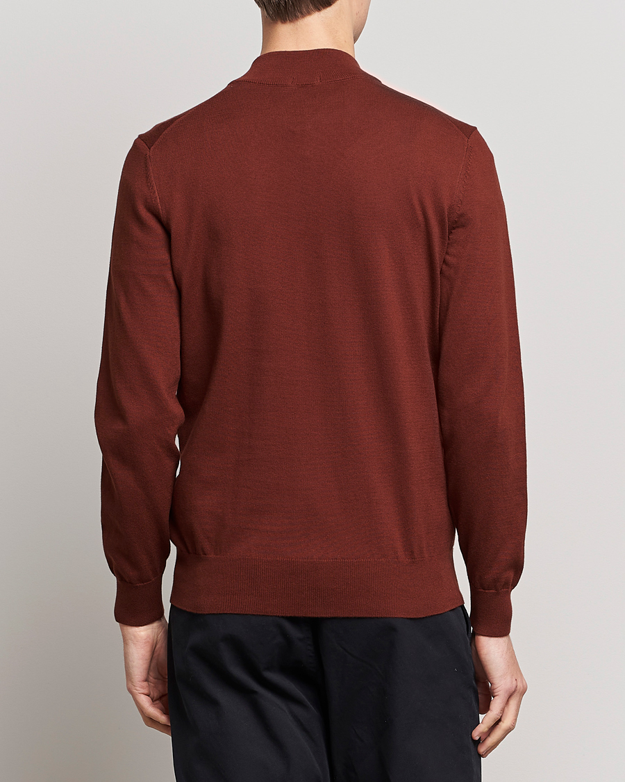 Men | Sweaters & Knitwear | BOSS BLACK | Padro Merino Knitted Half Zip Medium Brown