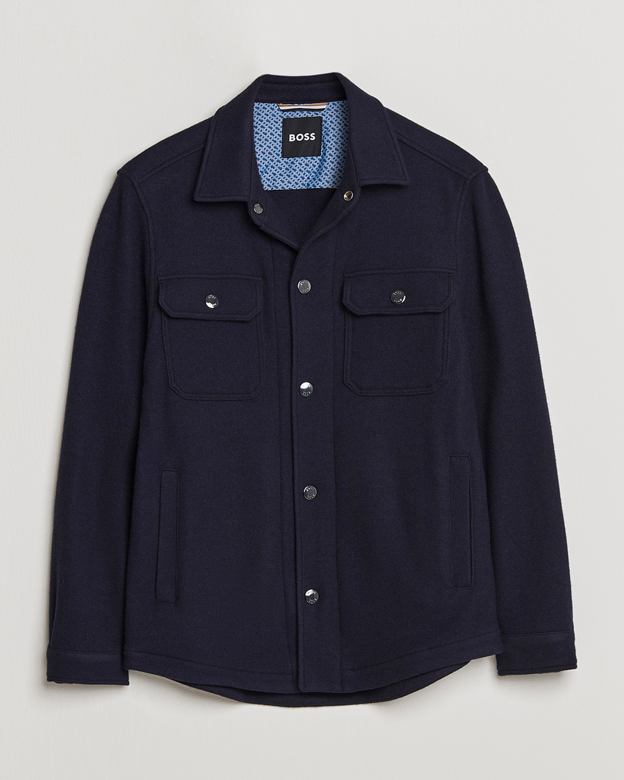 Men | Shirts | BOSS BLACK | Carper Wool Overshirt Dark Blue