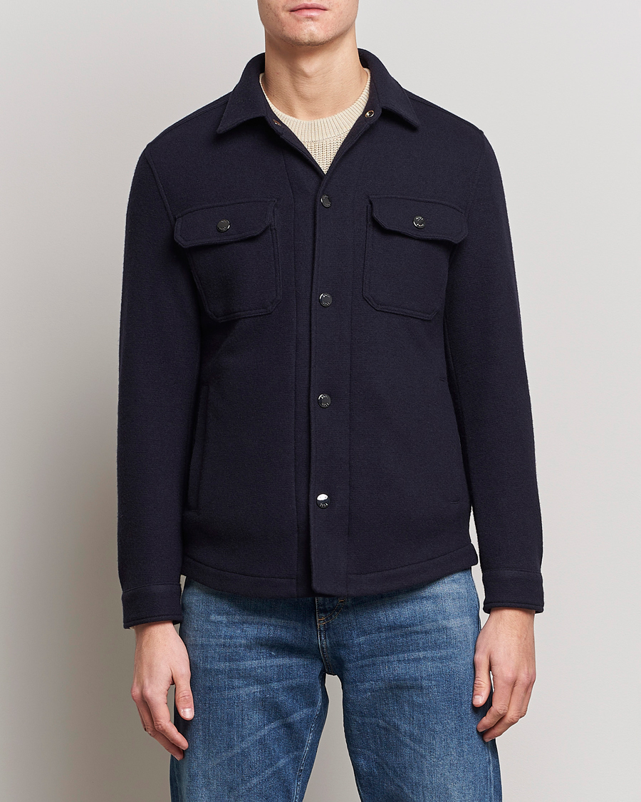 Men | Shirts | BOSS | Carper Wool Overshirt Dark Blue