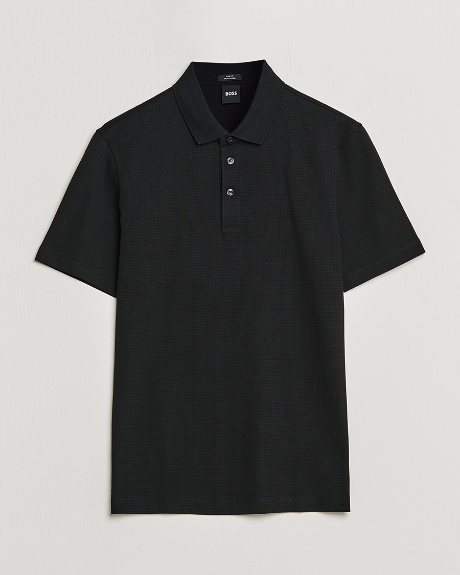 Men | Polo Shirts | BOSS BLACK | Pitton Waffle Polo Black