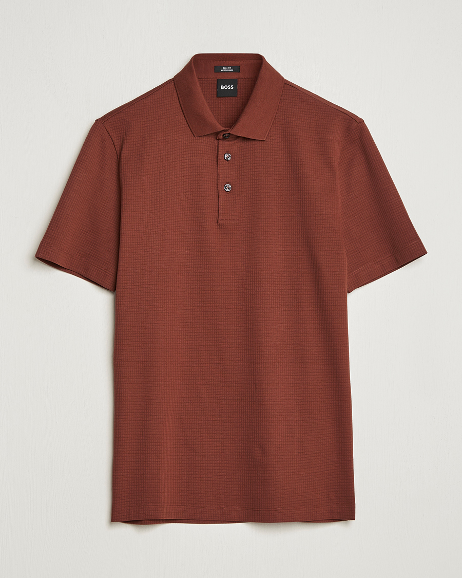 Men | Polo Shirts | BOSS BLACK | Pitton Waffle Polo Medium Brown