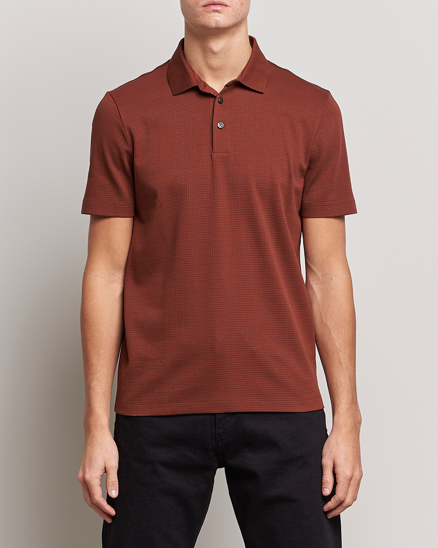 Men | Short Sleeve Polo Shirts | BOSS | Pitton Waffle Polo Medium Brown