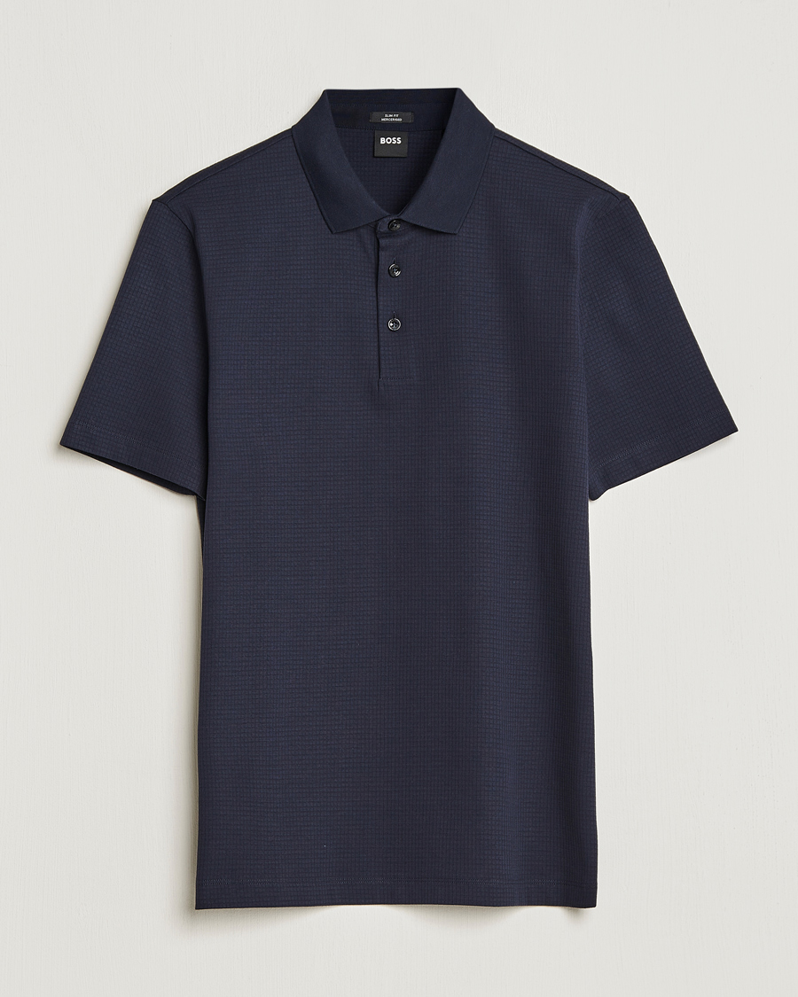 Men | Polo Shirts | BOSS BLACK | Pitton Waffle Polo Dark Blue