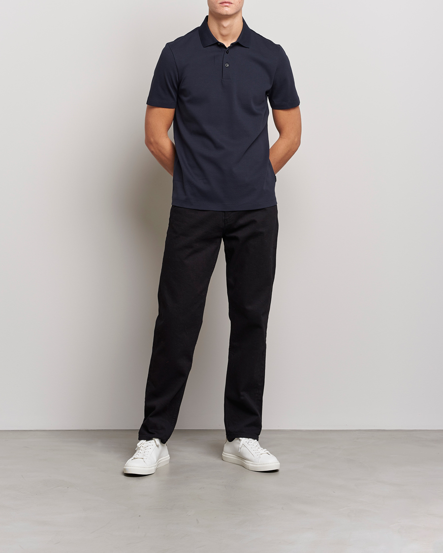 Men | Polo Shirts | BOSS BLACK | Pitton Waffle Polo Dark Blue
