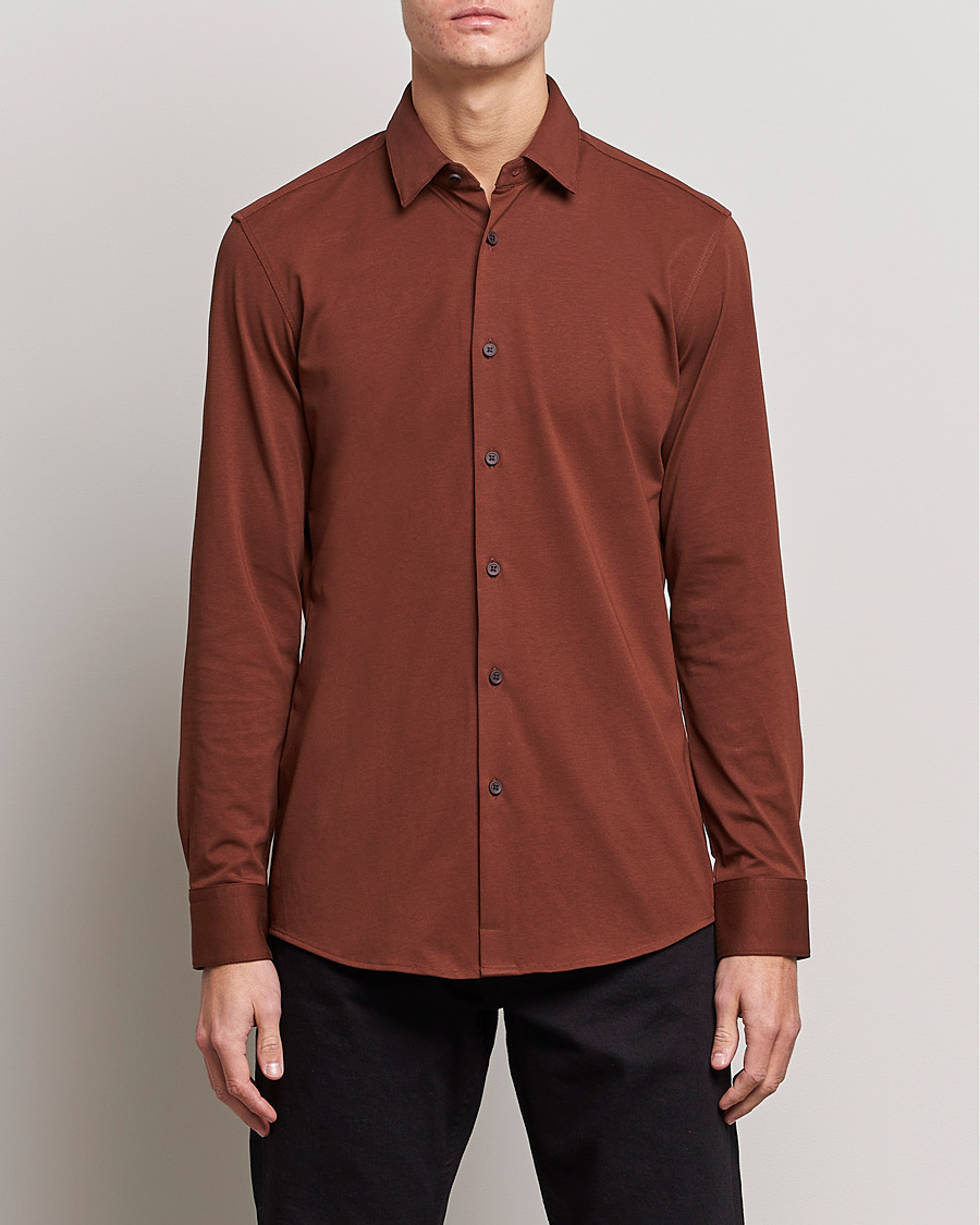 Men |  | BOSS | Hank 4-Way Stretch Shirt Medium Brown