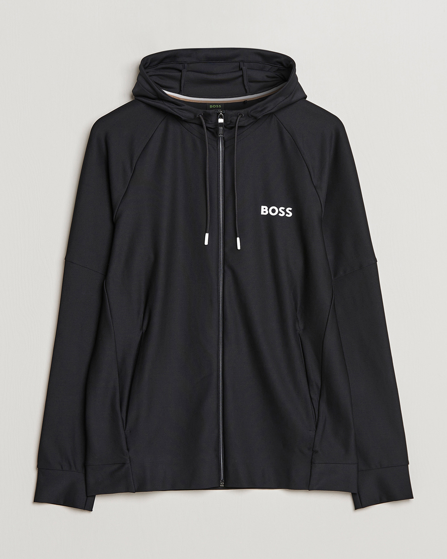 Men | Sweaters & Knitwear | BOSS GREEN | Sixon Full Zip Hoodie Black