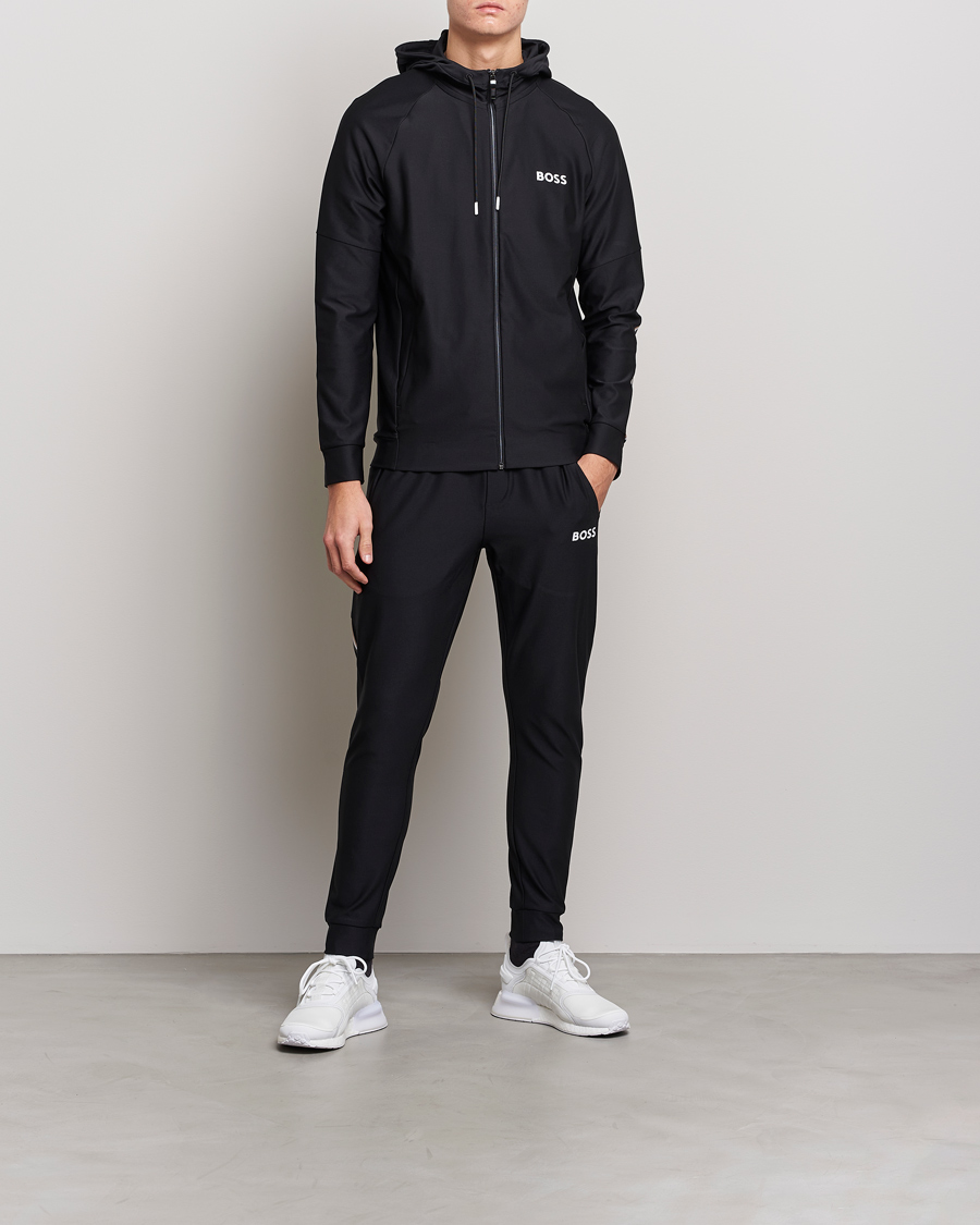 Men | Sweaters & Knitwear | BOSS GREEN | Sixon Full Zip Hoodie Black