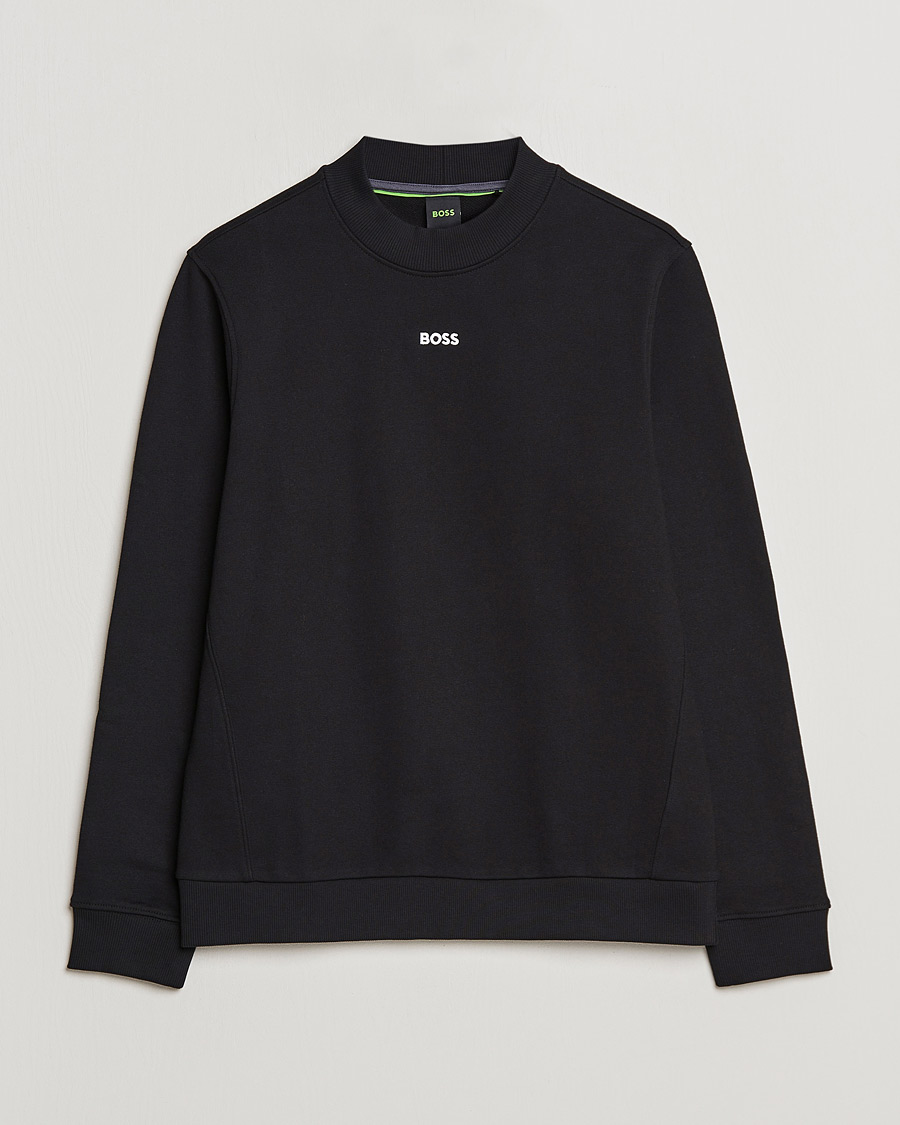 Men | Sweaters & Knitwear | BOSS GREEN | Salbock Center Logo Sweatshirt Black