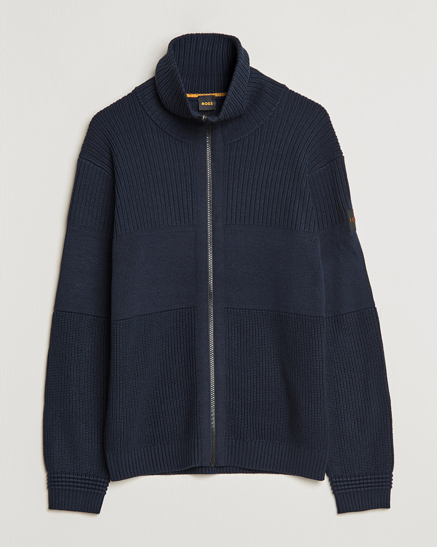 Men | Sweaters & Knitwear | BOSS ORANGE | Kamondo Full Zip Sweater Dark Blue