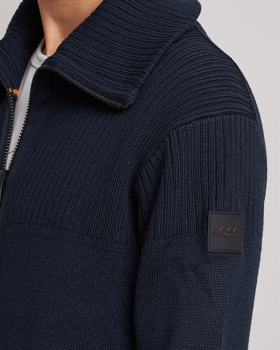 Men | Sweaters & Knitwear | BOSS ORANGE | Kamondo Full Zip Sweater Dark Blue