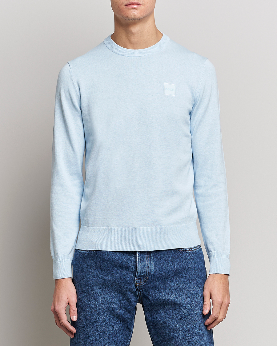 Men | Knitted Jumpers | BOSS Casual | Kanovano Knitted Sweater Open Blue