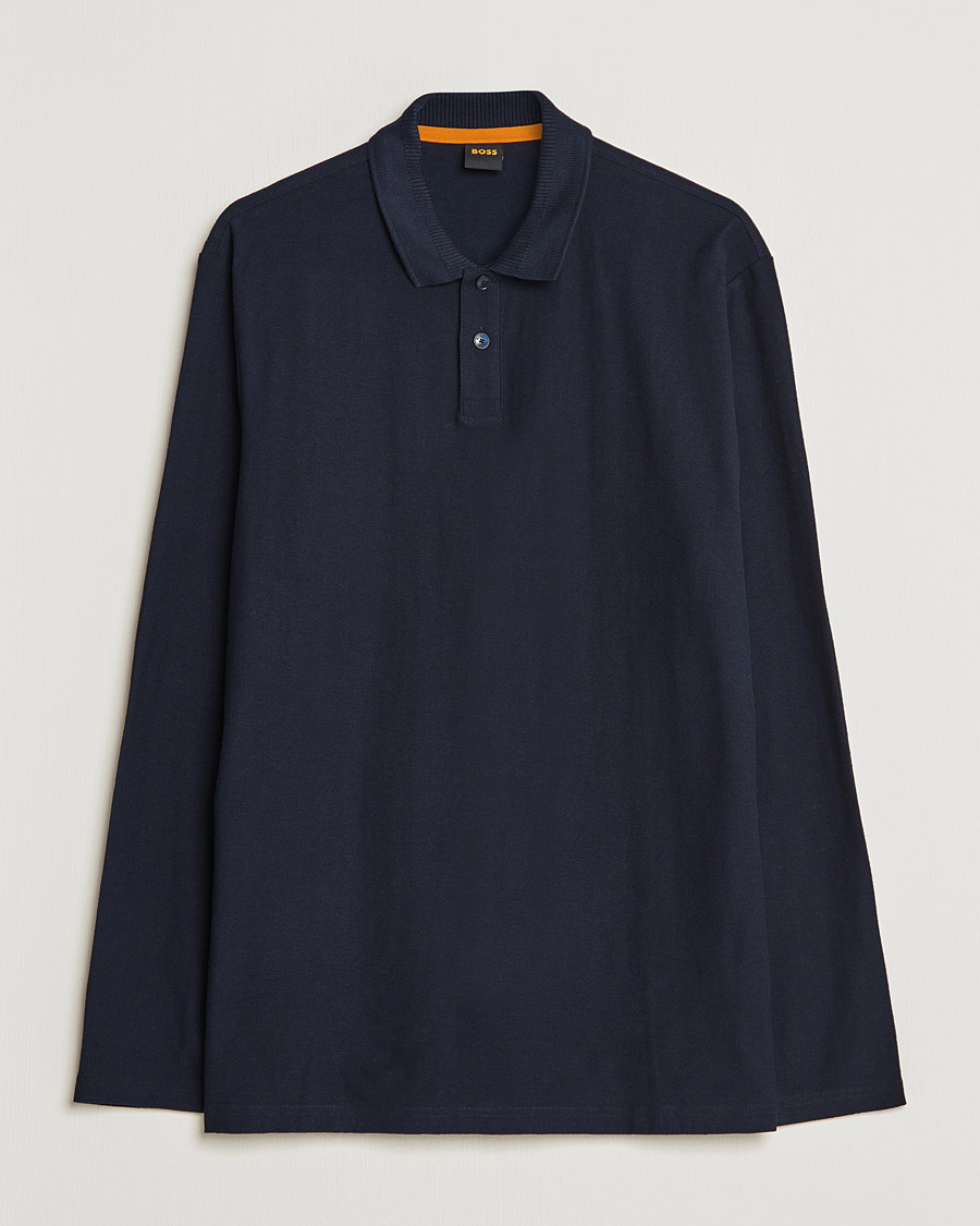 Men | Sweaters & Knitwear | BOSS ORANGE | Pecollege Knitted Polo Dark Blue
