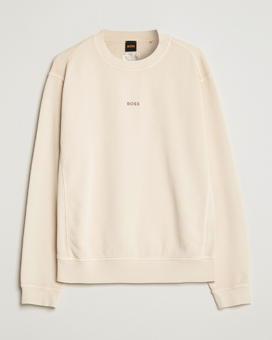 Men | Sweaters & Knitwear | BOSS ORANGE | Wefade Logo Sweatshirt Open White
