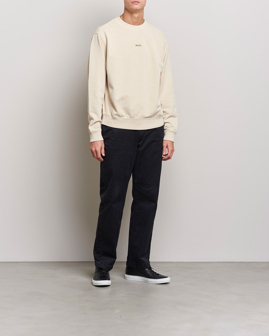 Men | Sweaters & Knitwear | BOSS Casual | Wefade Logo Sweatshirt Open White