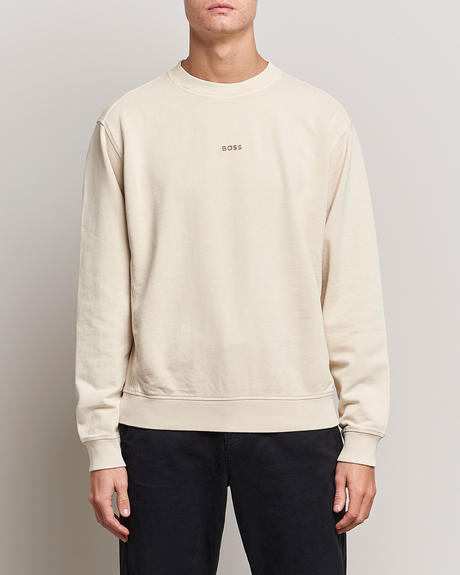 Men | Sweaters & Knitwear | BOSS ORANGE | Wefade Logo Sweatshirt Open White