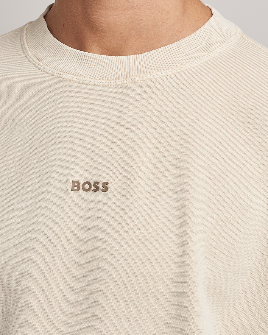 Men | Sweaters & Knitwear | BOSS ORANGE | Wefade Logo Sweatshirt Open White