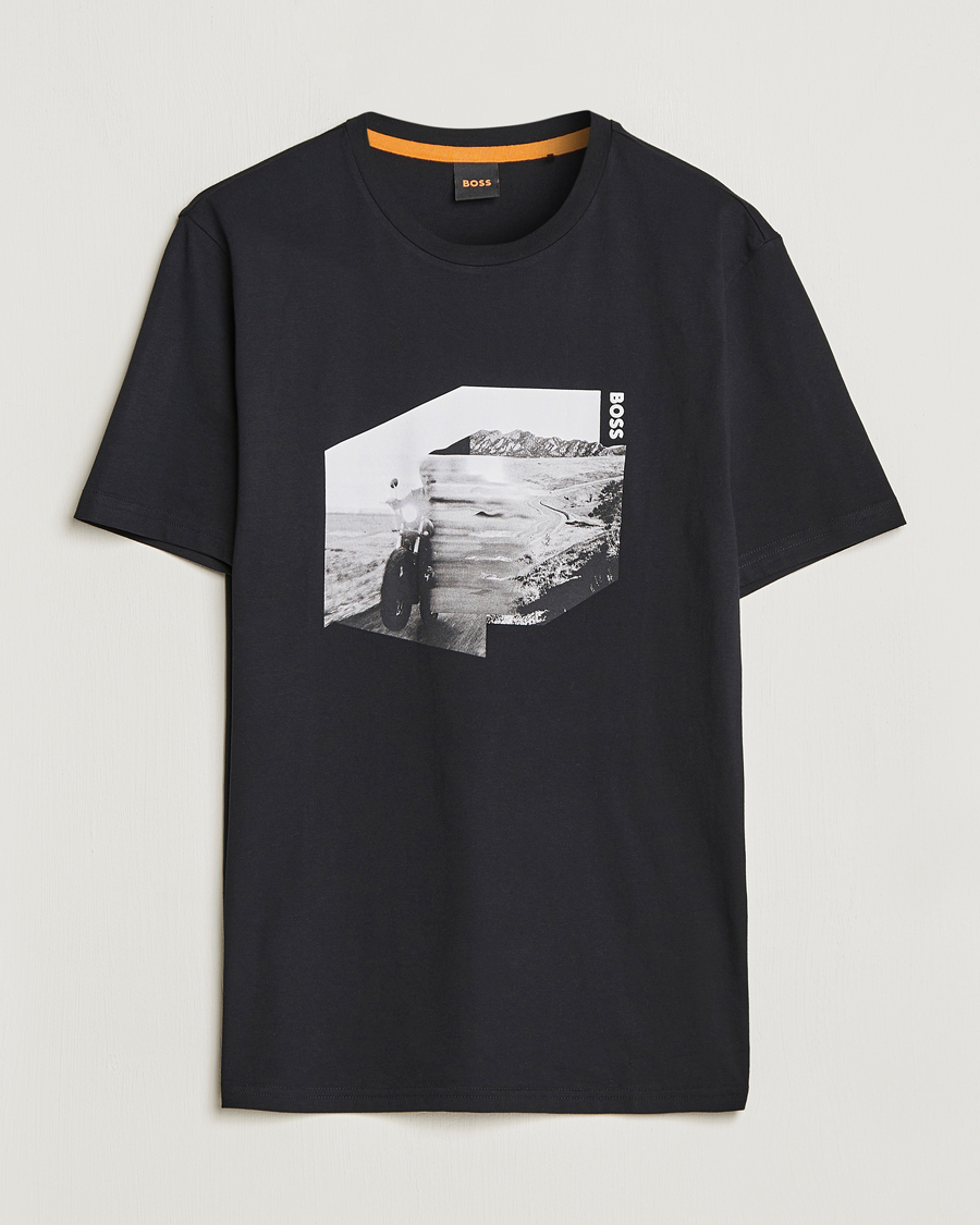 Men | T-Shirts | BOSS ORANGE | Teglow Photoprint Crew Neck T-Shirt Black