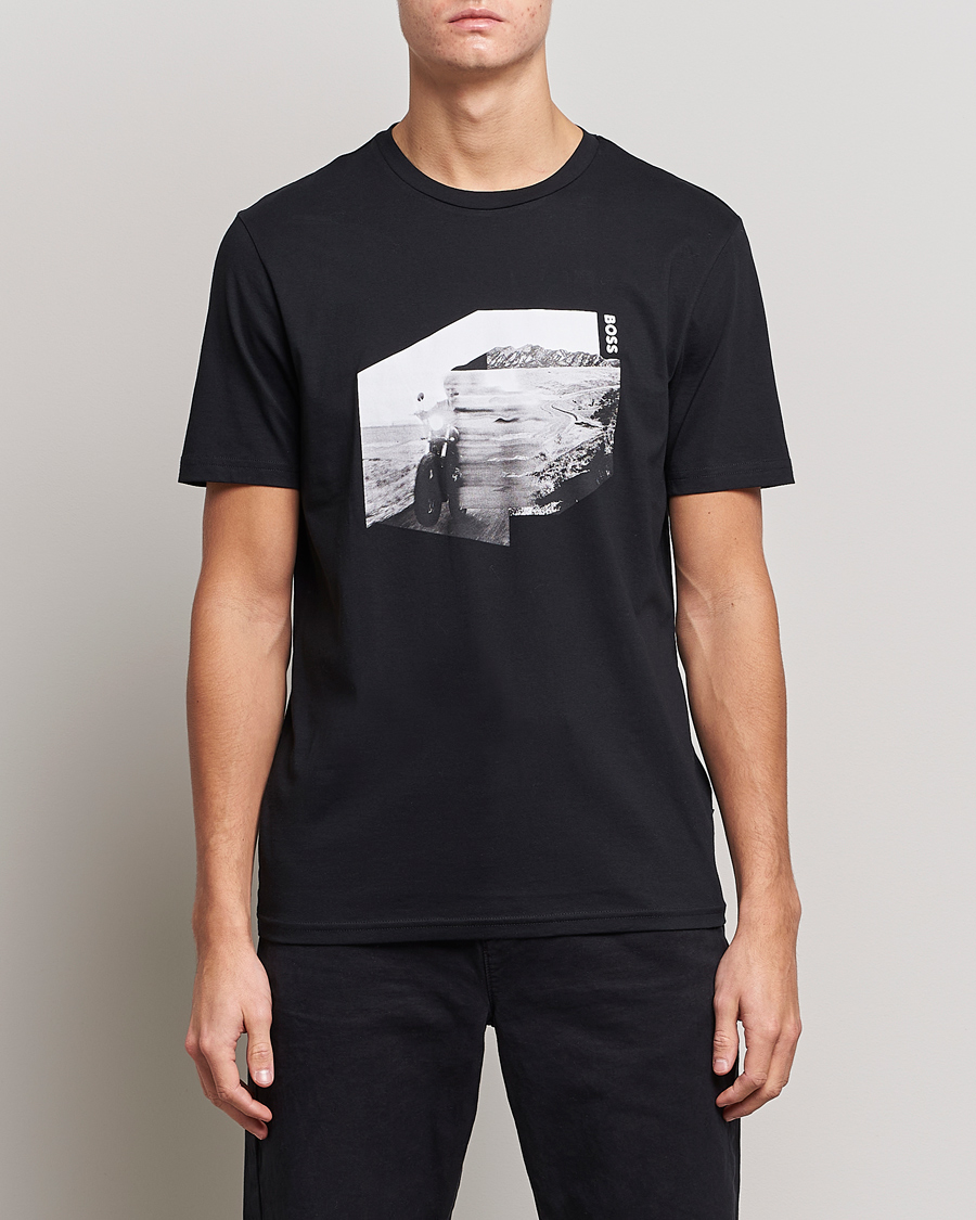 Men |  | BOSS Casual | Teglow Photoprint Crew Neck T-Shirt Black