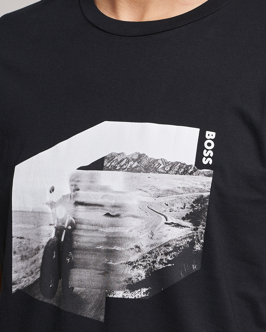 Men | T-Shirts | BOSS ORANGE | Teglow Photoprint Crew Neck T-Shirt Black
