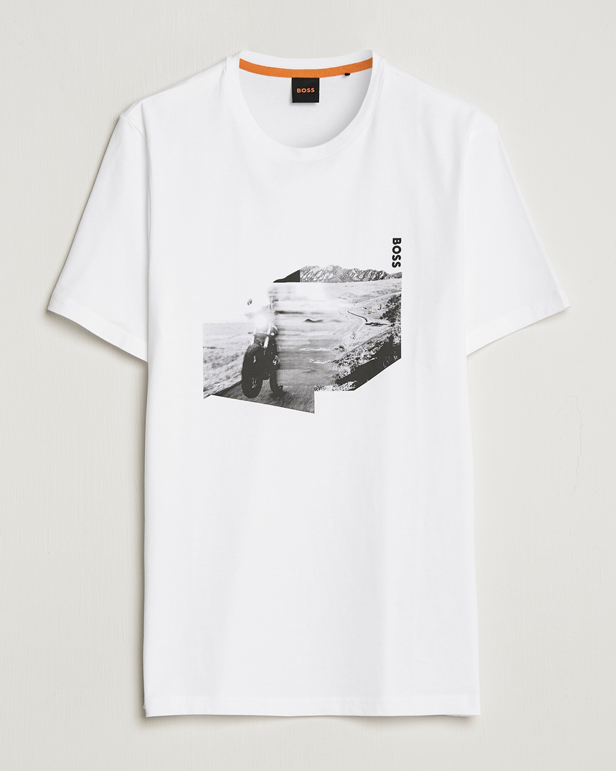 Men | T-Shirts | BOSS ORANGE | Teglow Photoprint Crew Neck T-Shirt White