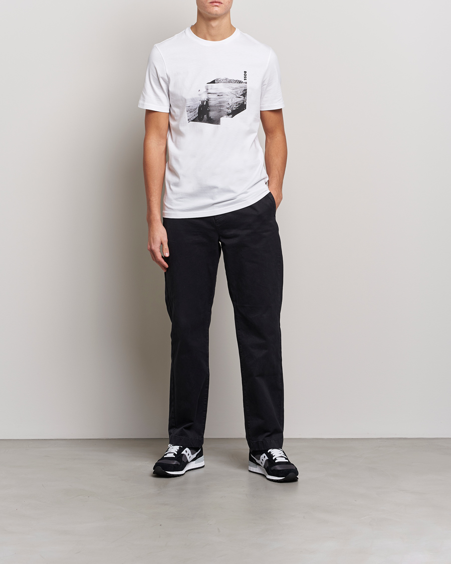 Men |  | BOSS Casual | Teglow Photoprint Crew Neck T-Shirt White