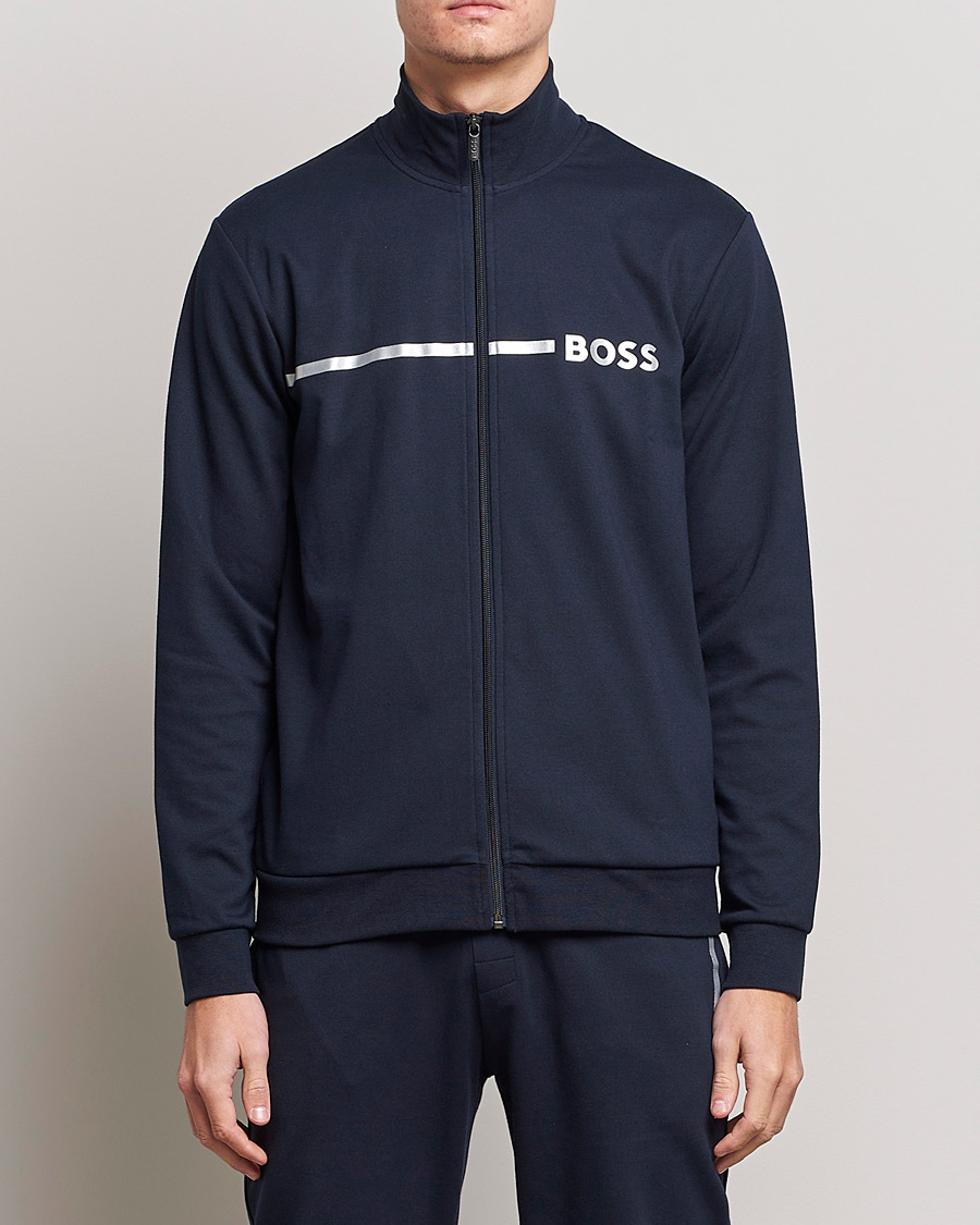 Men | Sweaters & Knitwear | BOSS BLACK | Tracksuit Jacket Dark Blue