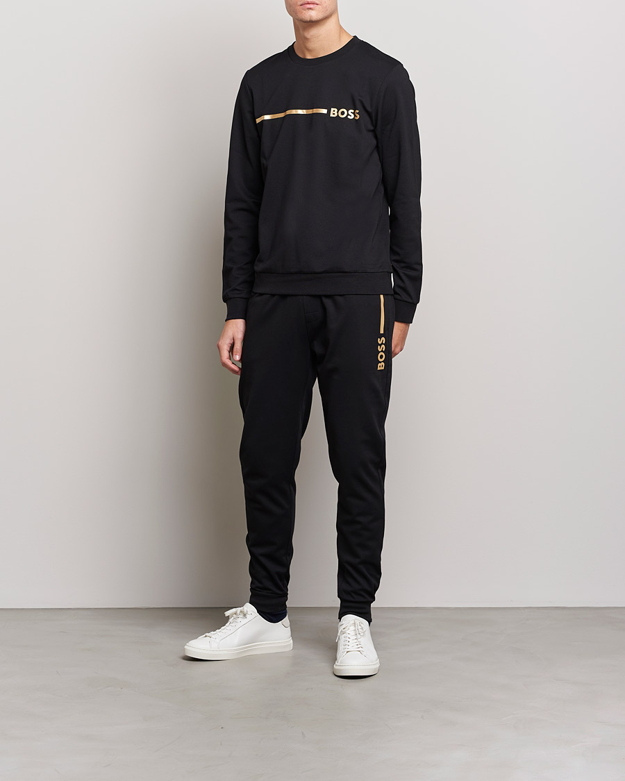 Men | Trousers | BOSS BLACK | Tracksuit Sweatpants Black/Gold