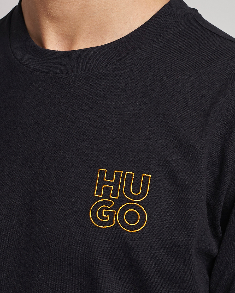 Men | T-Shirts | HUGO | Daiman Logo Crew Neck T-Shirt Black