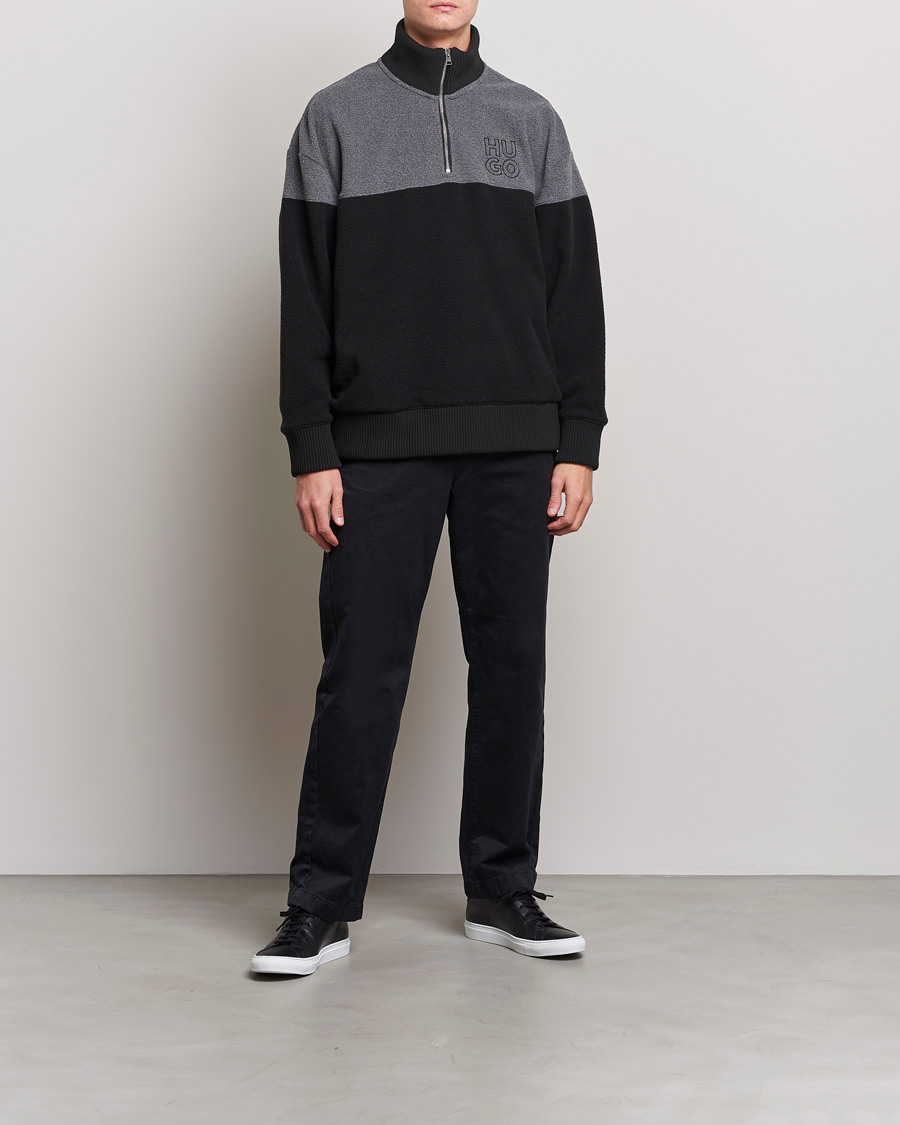 Men | Sweaters & Knitwear | HUGO | Dorpin Half Zip Sweater Black